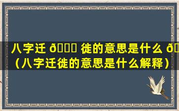 八字迁 🐒 徙的意思是什么 🦟 （八字迁徙的意思是什么解释）